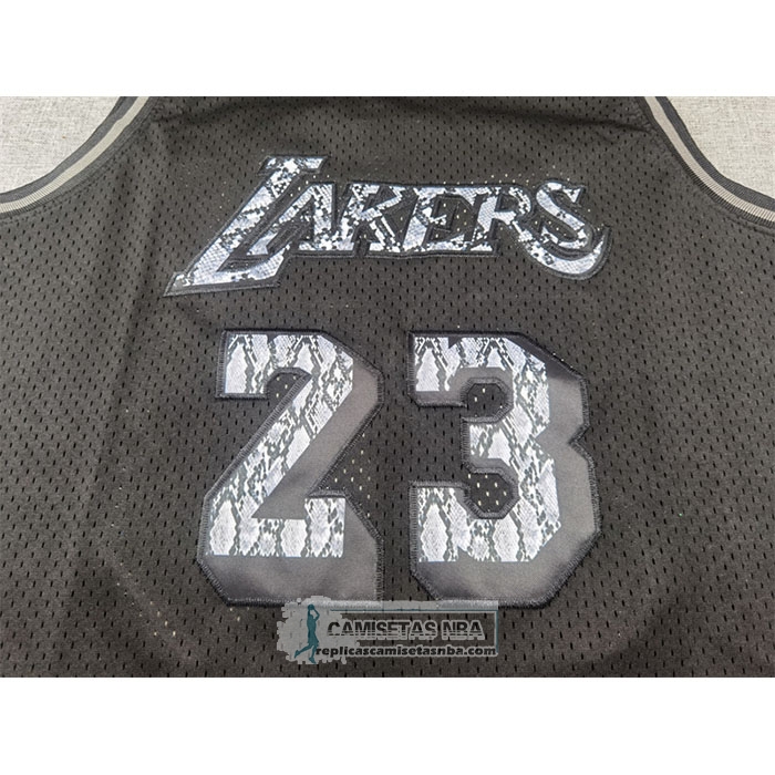 Camiseta Los Angeles Lakers LeBron James NO 23 Swingman Mitchell & Ness 2018-19 Negro